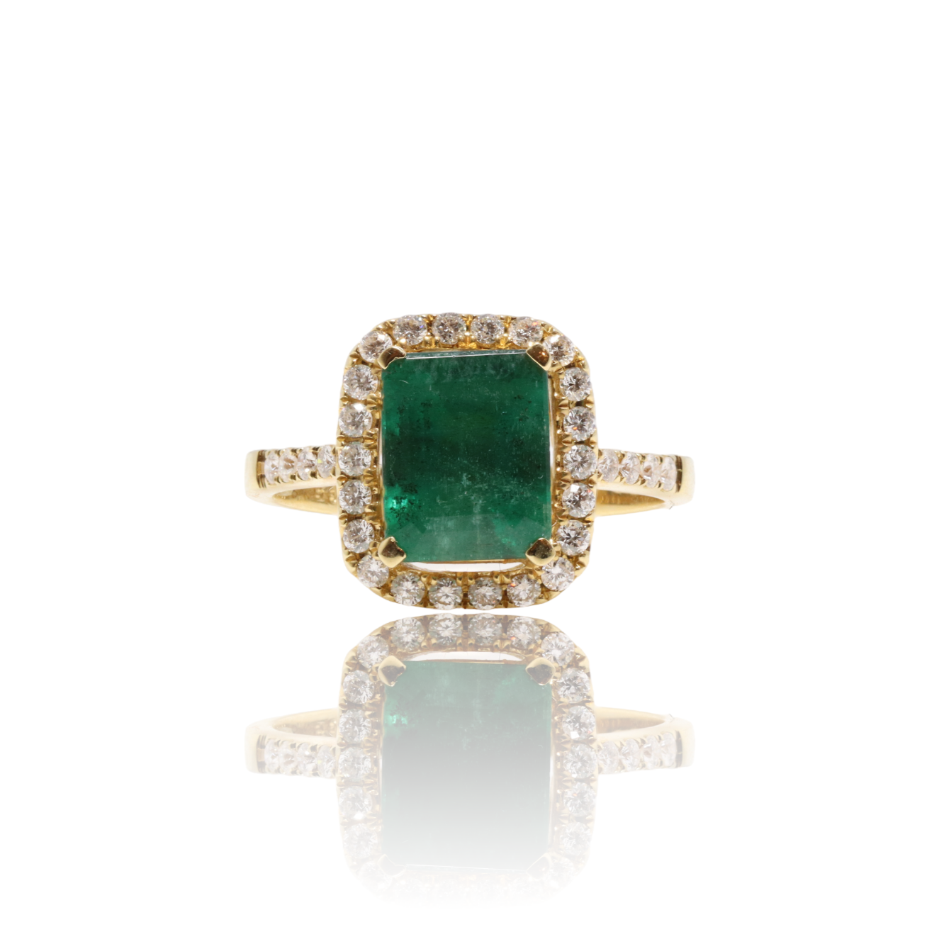 Emerald and Diamond Engagement Ring