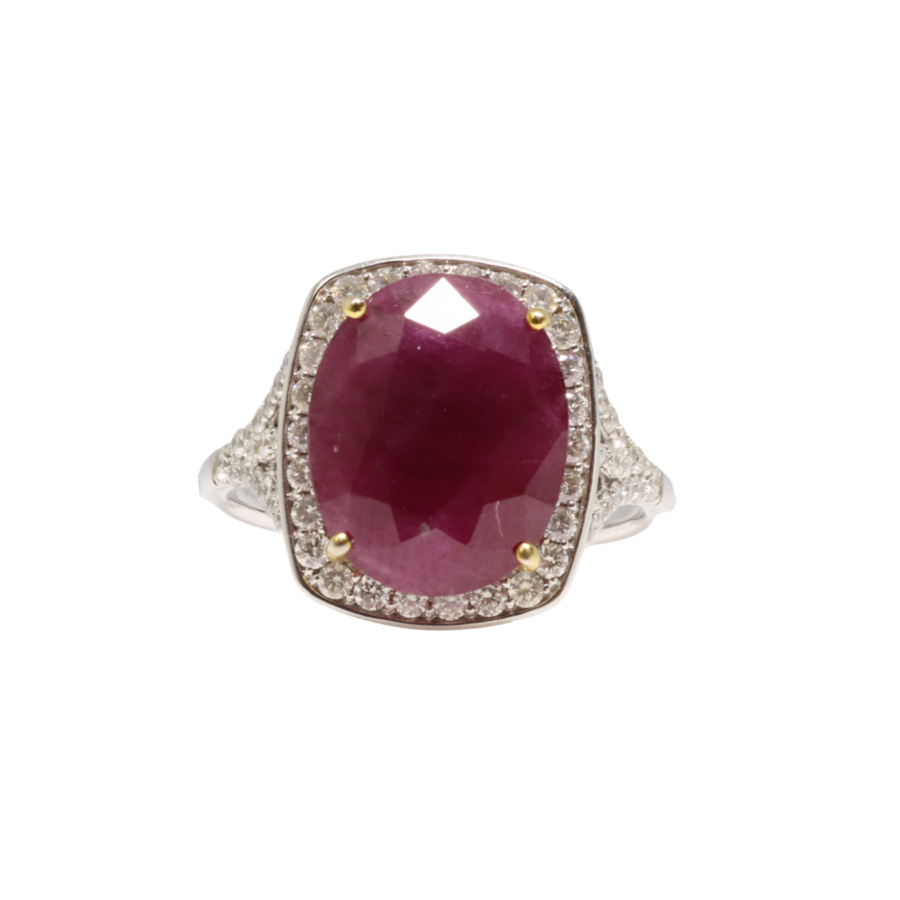 18CT WHITE GOLD RUBY AND DIAMOND COCKTAIL RING