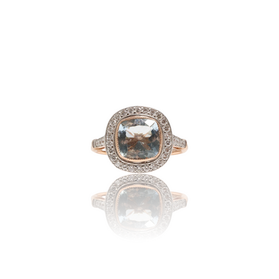 ENGAGMENT AQUAMARINE AND DIAMOND RING