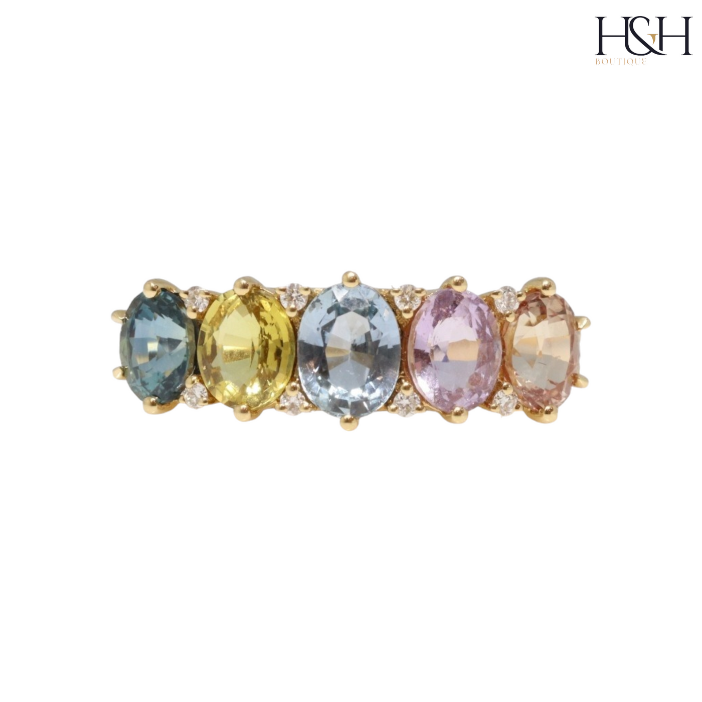 Rainbow Sapphire and Diamond Ring