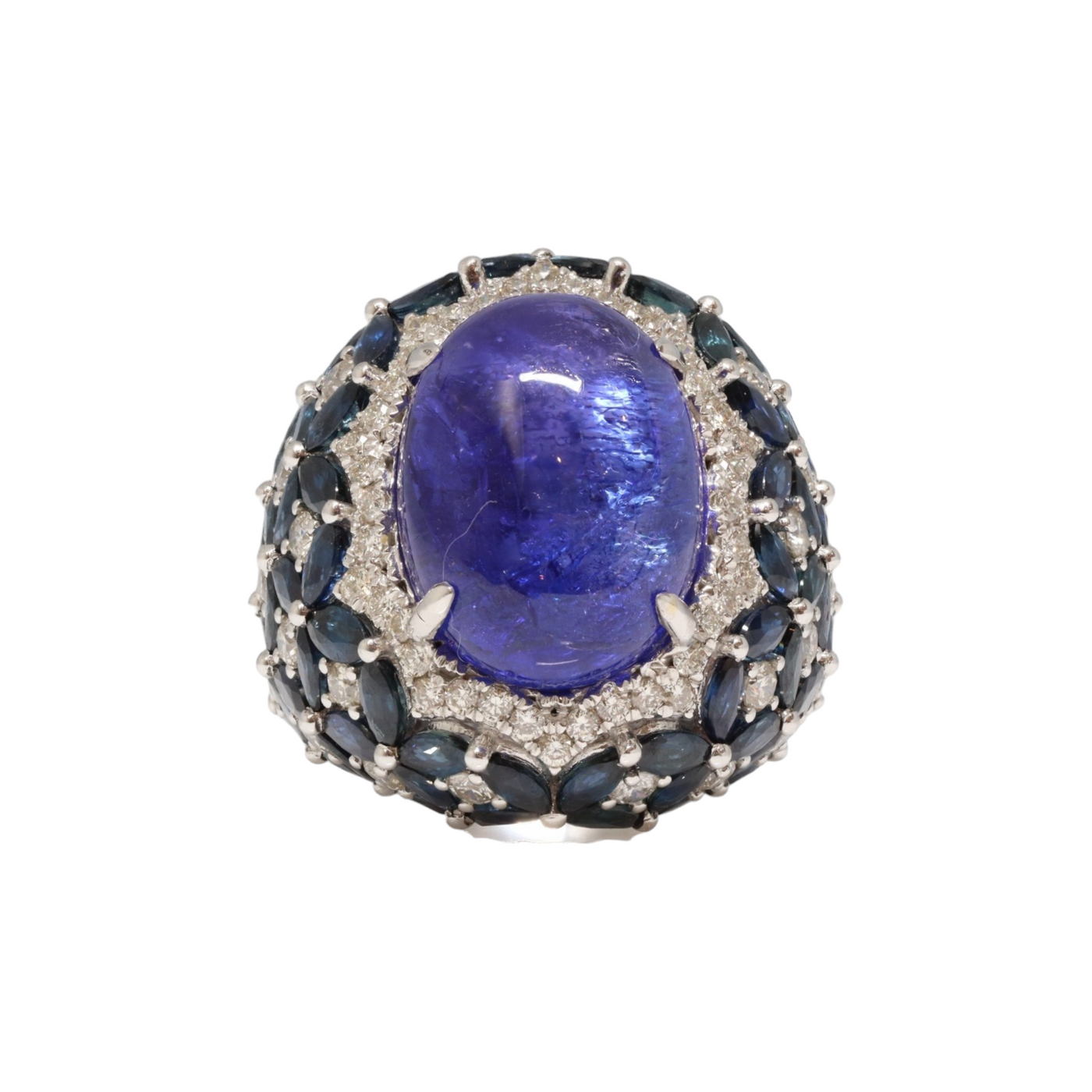 TANZANITE, SAPPHIRE AND DIAMOND RING