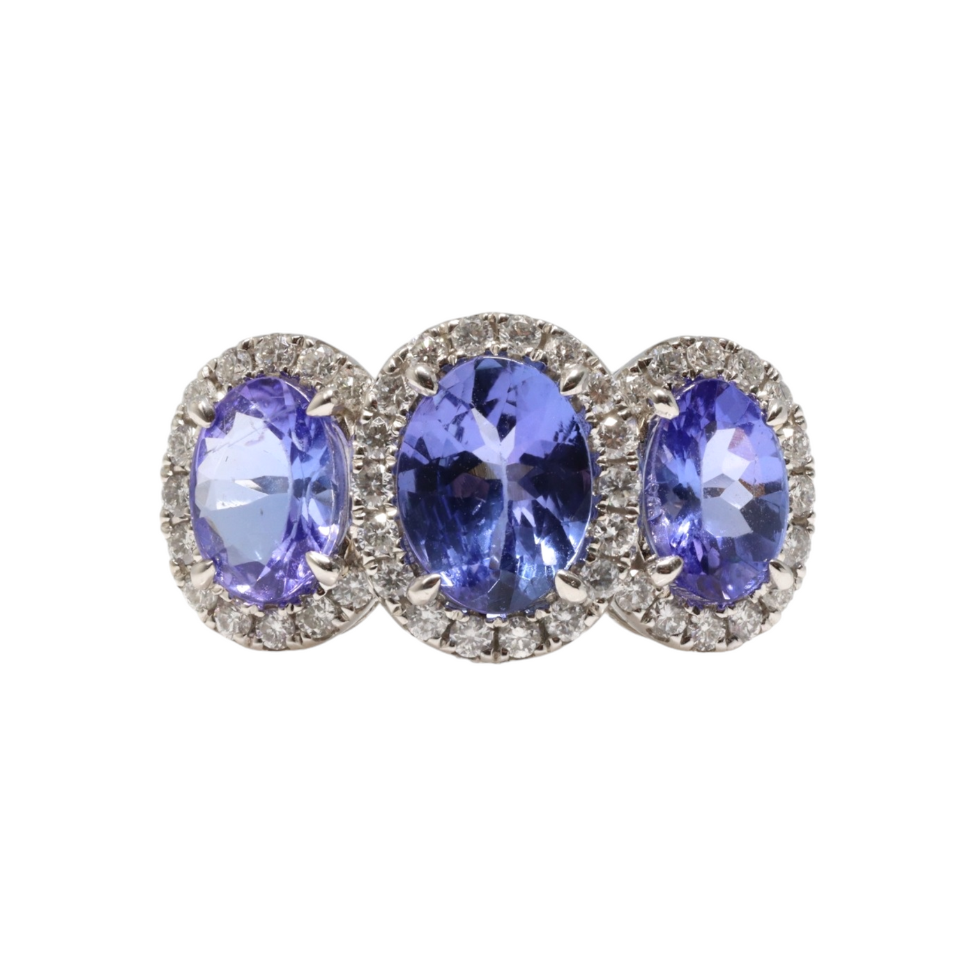 14CT WHITE GOLD TANZANITE AND DIAMOND COCKTAIL RING