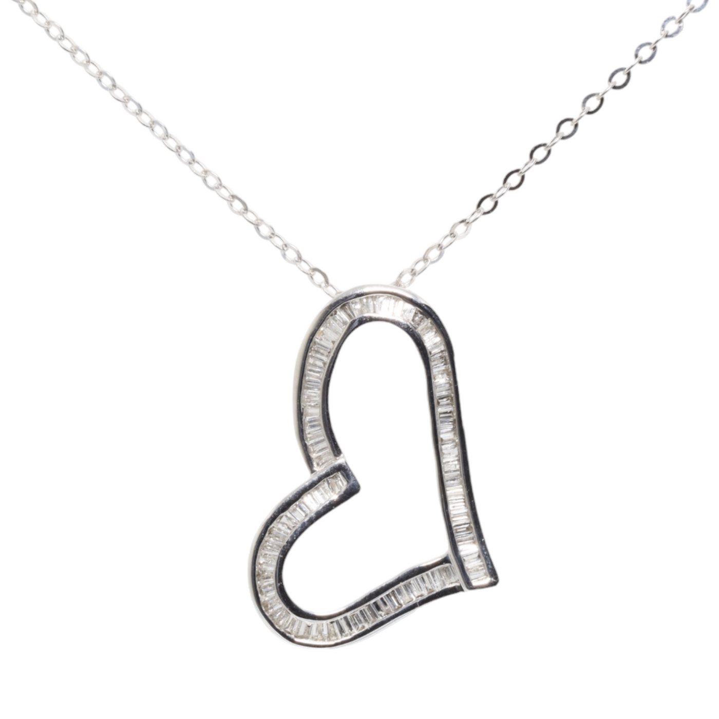 Heart Shaped Diamond Pendant and Necklace