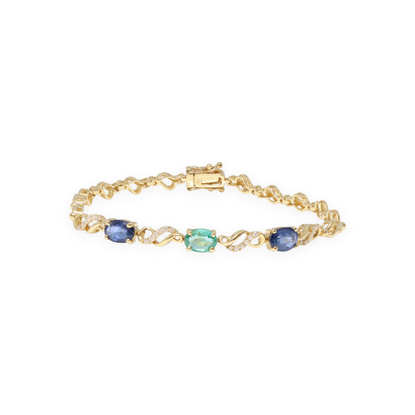 EMERALD, SAPPHIRE AND DIAMOND BRACELET