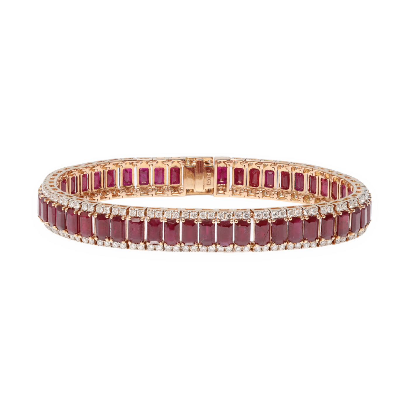 18CT ROSE GOLD RUBY AND DIAMOND BRACELET