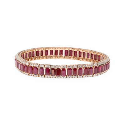 18CT ROSE GOLD RUBY AND DIAMOND BRACELET