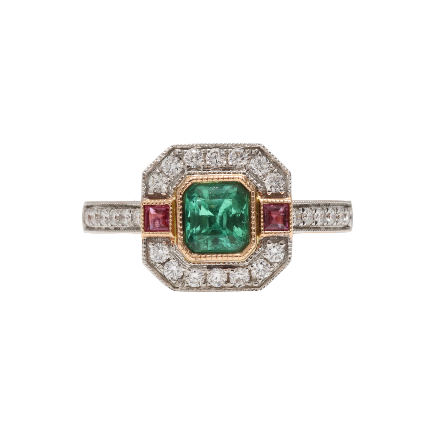 COLOMBIAN EMERALD AND RUBY RING