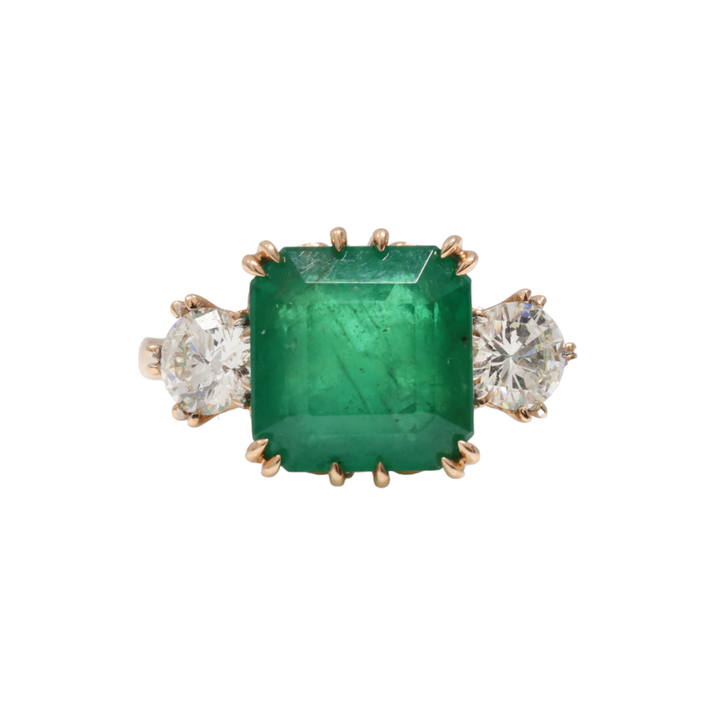 TRILOGY EMERALD AND DIAMOND RING