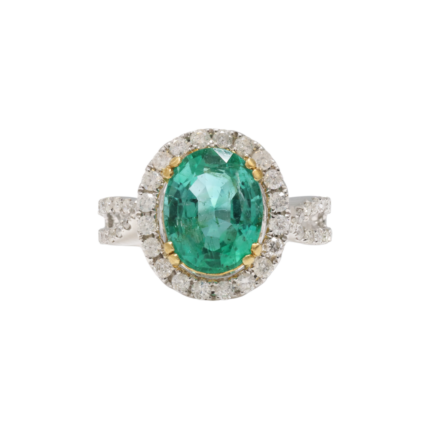 WHITE COLOMBIAN EMERALD AND DIAMOND DRESS RING