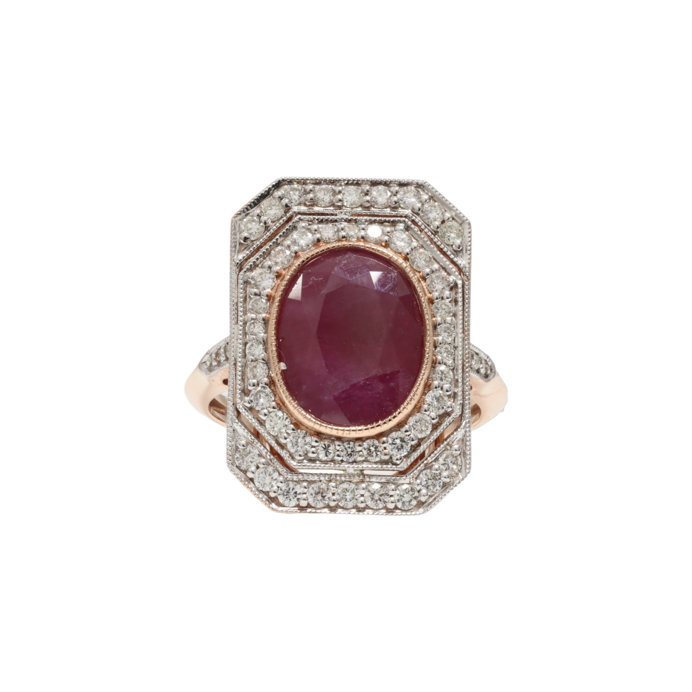 ROSE GOLD RUBY AND DIAMOND RING