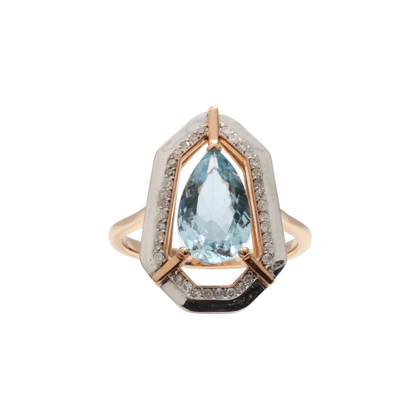 AQUAMARINE AND DIAMOND DRESS RING