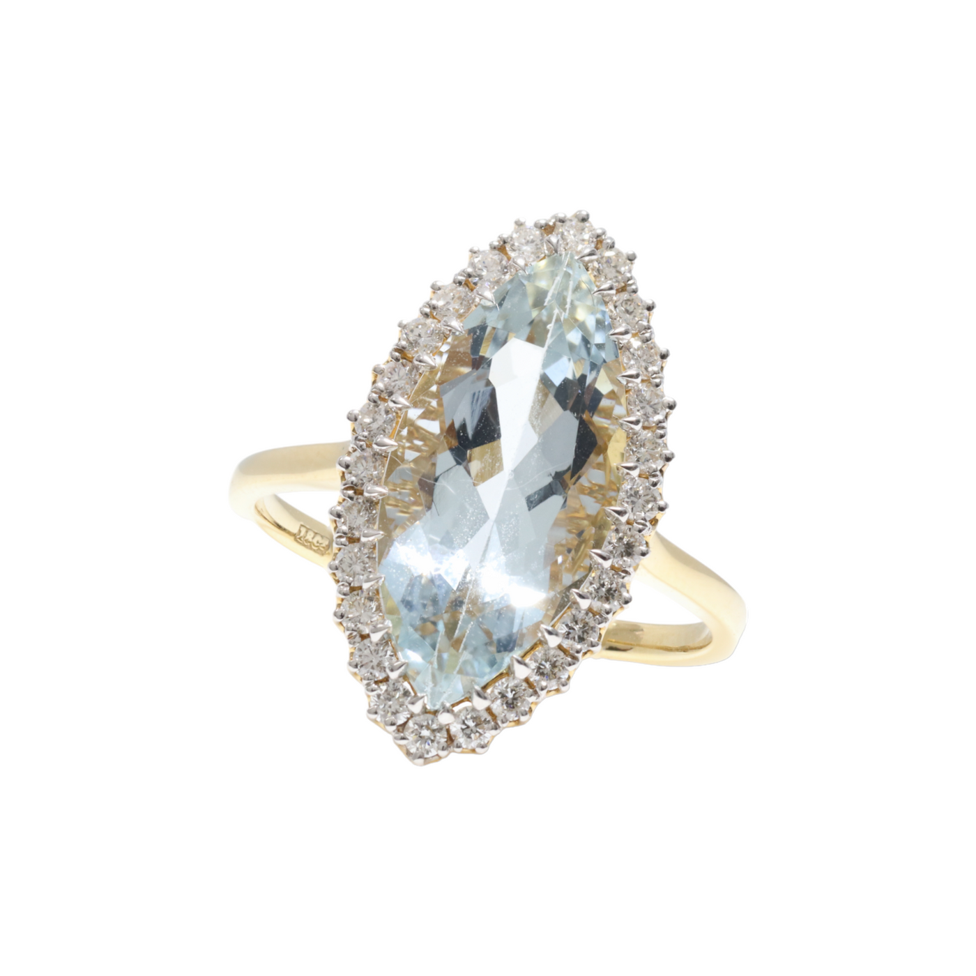 AQUAMARINE AMD DIAMOND DRESS RING