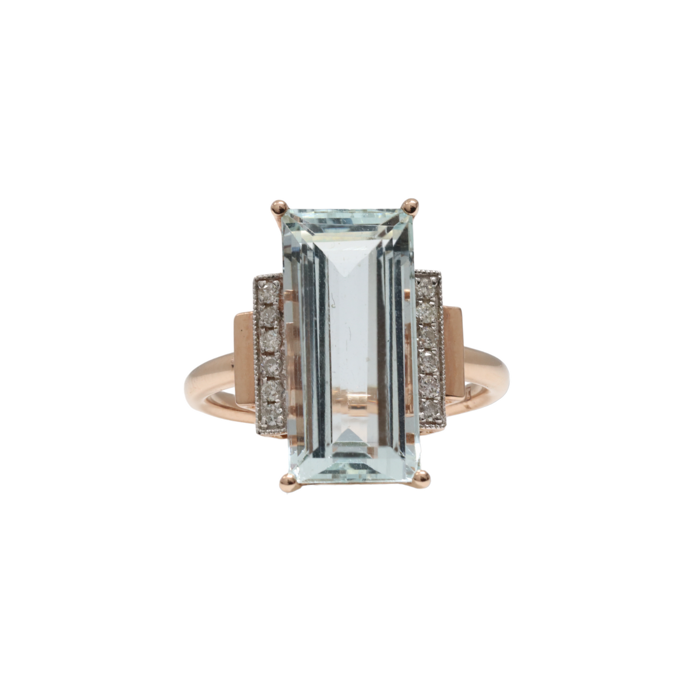 AQUAMARINE AND DIAMOND DRESS RING