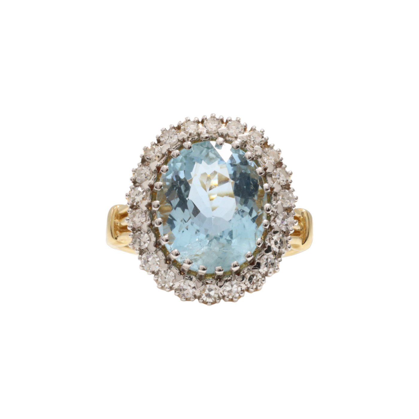 AQUAMARINE AND DIAMOND RING