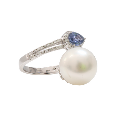 pearl, sapphire and diamond ring