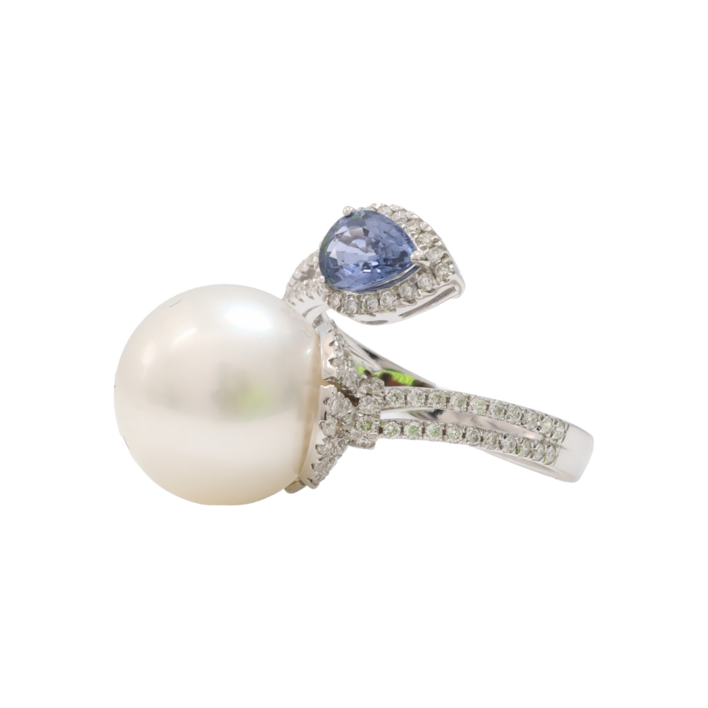 pearl, sapphire and diamond ring