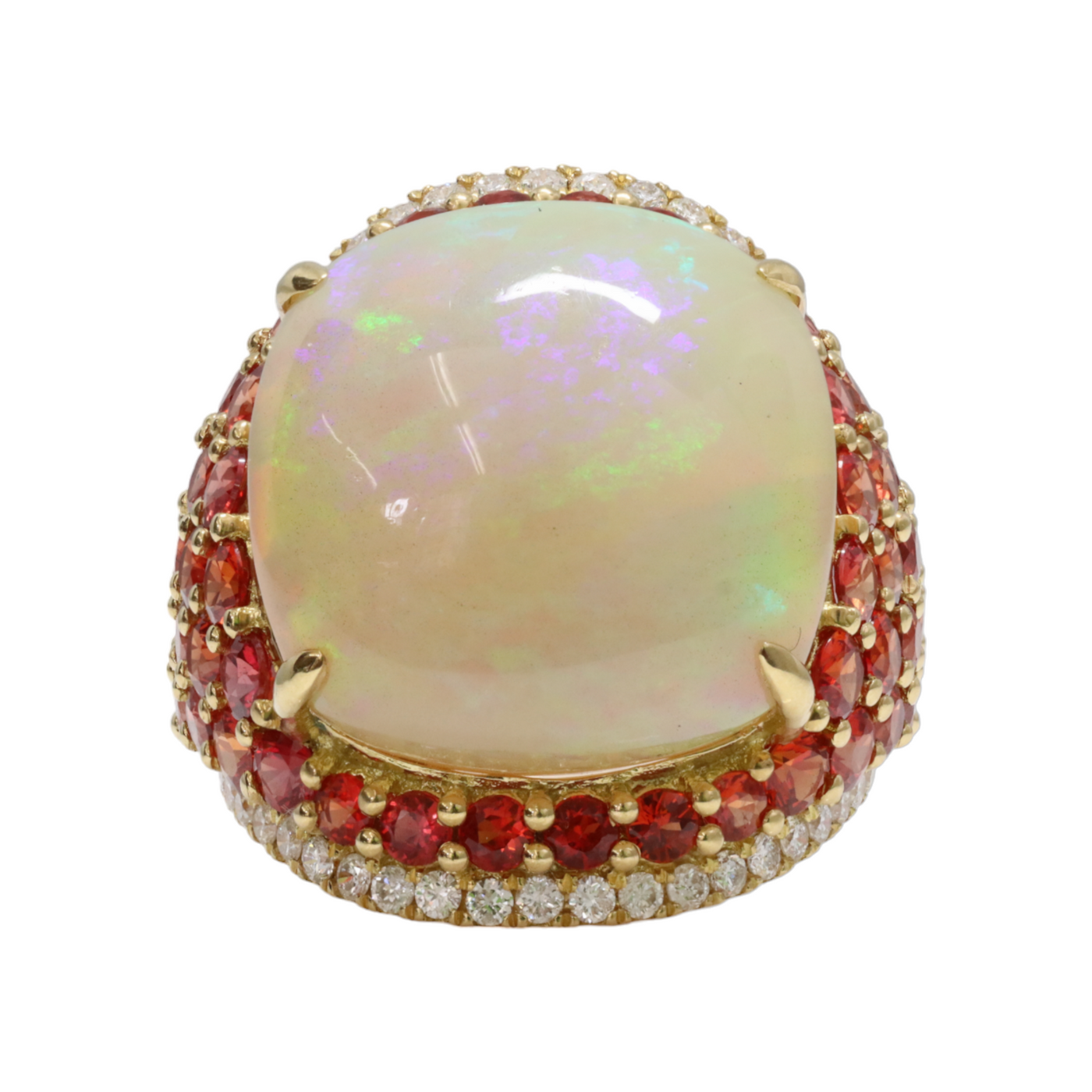 Opal, Ruby and Diamond ring