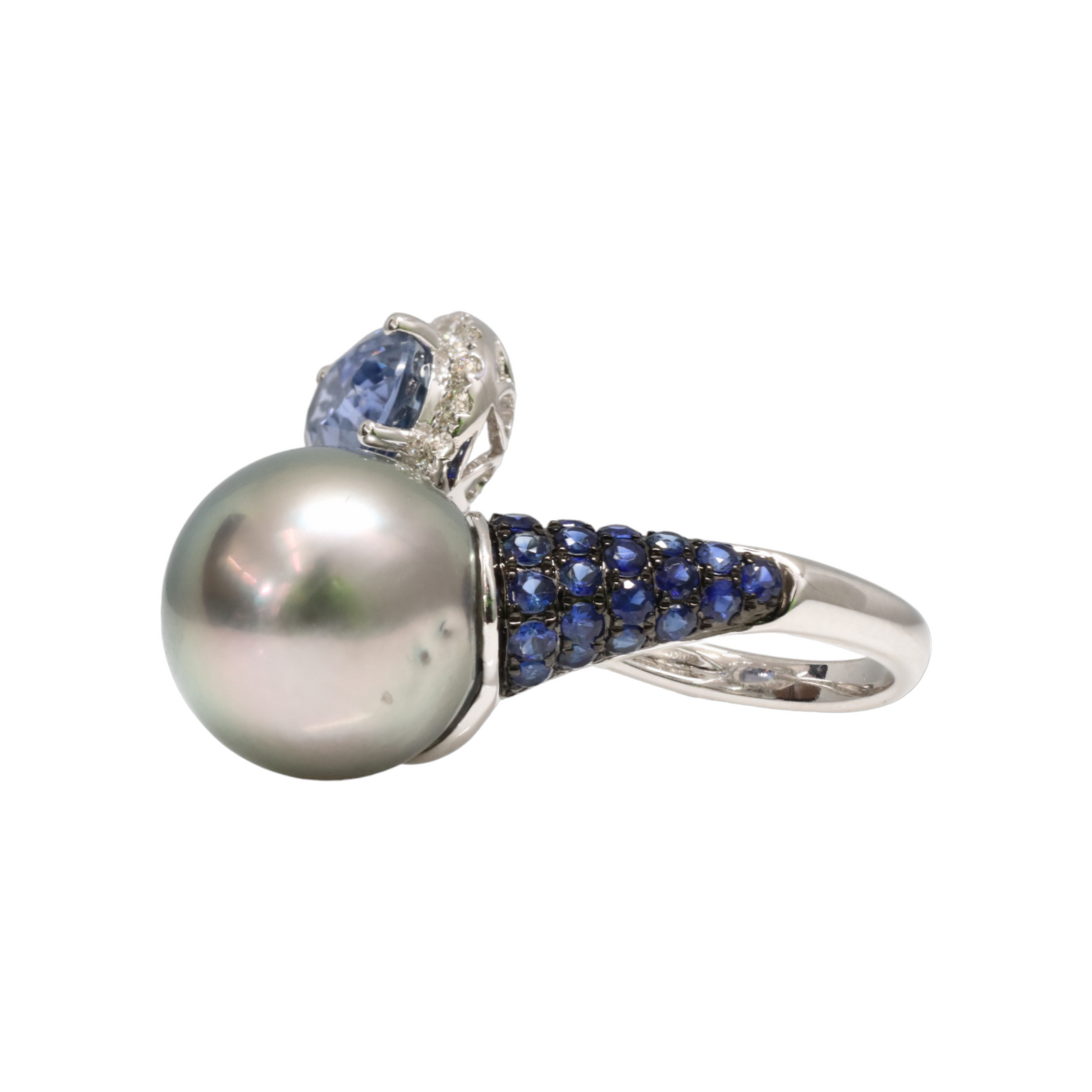 Pearl, Diamond and Sapphire ring