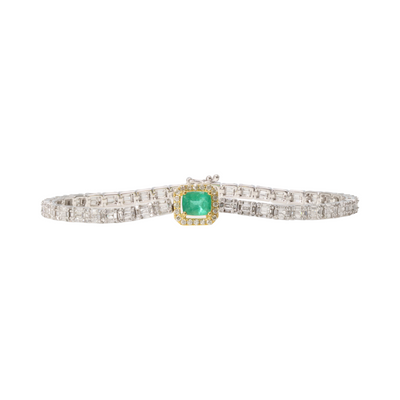 Emerald and Diamond Tennis Bracelet