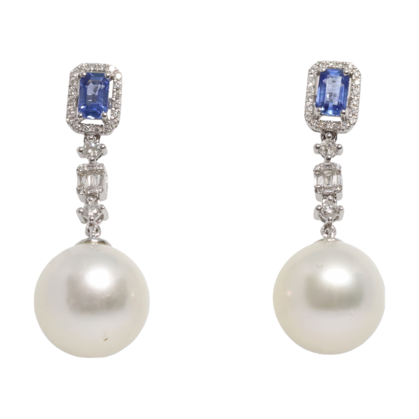 Sapphire, pearl and diamond earrings