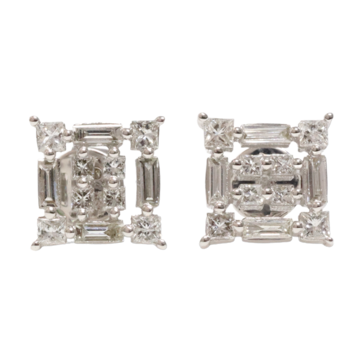 Square shaped diamond earrings