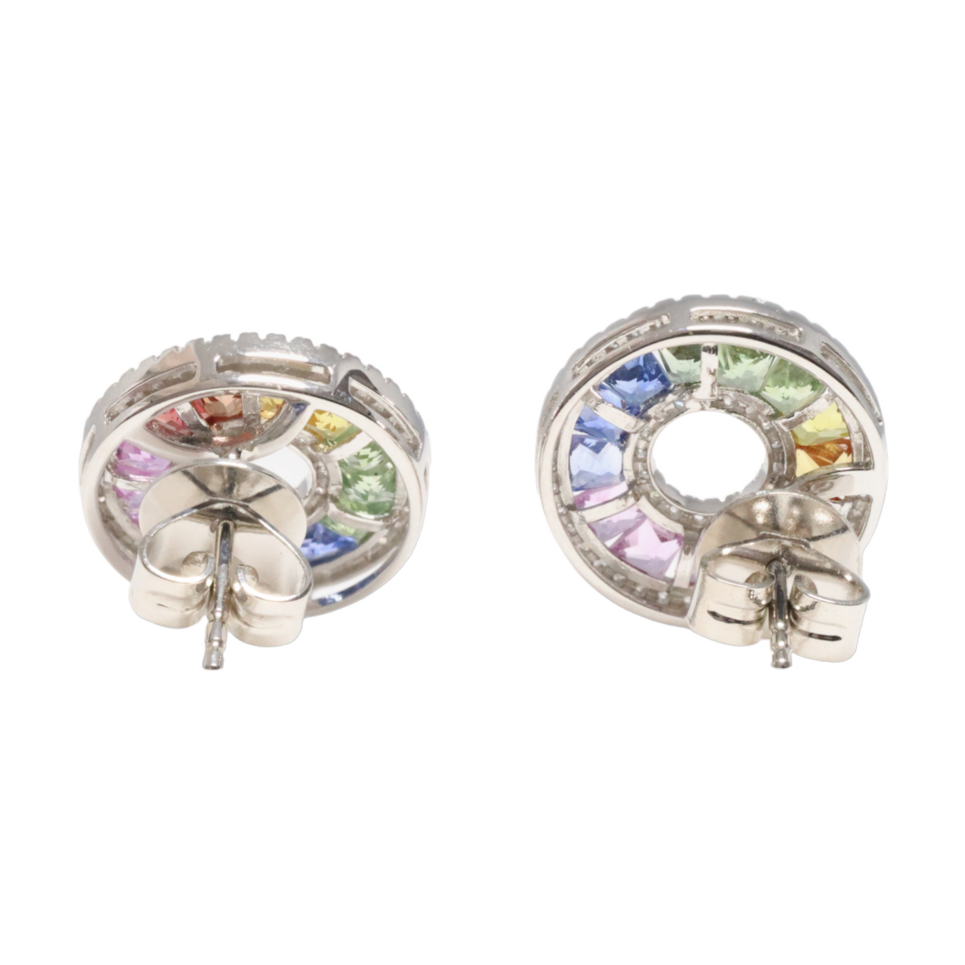 Rainbow sapphire and diamond earrings