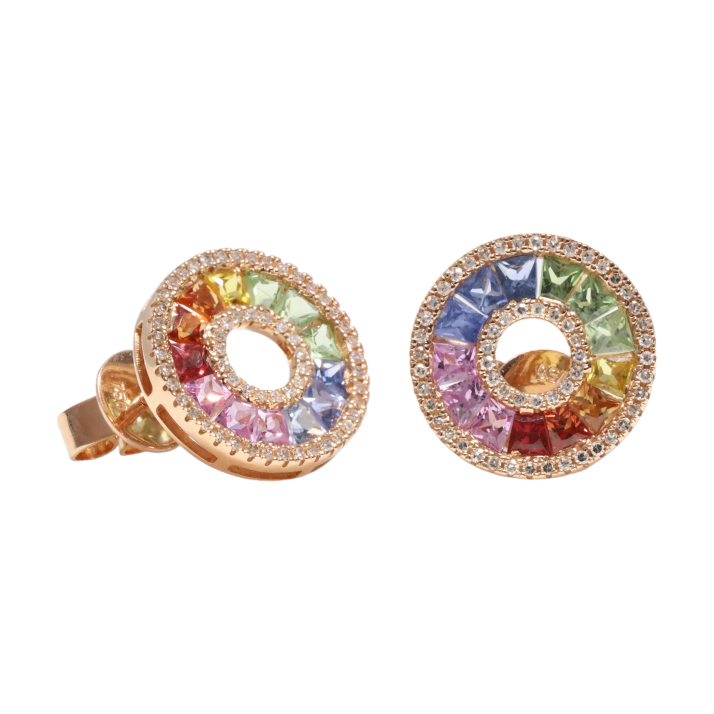 Rainbow sapphire and diamond earrings