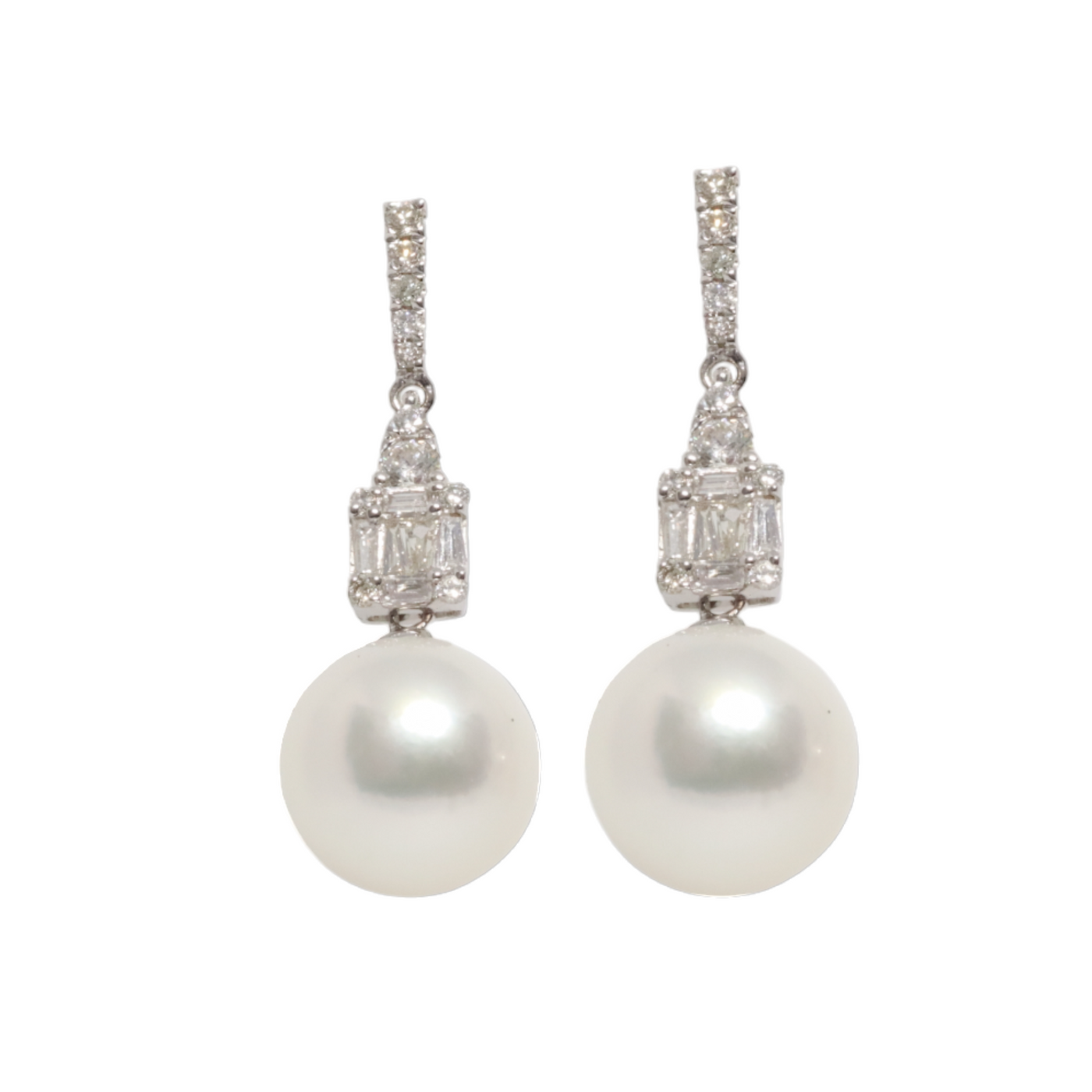 Pearl and diamond earrings