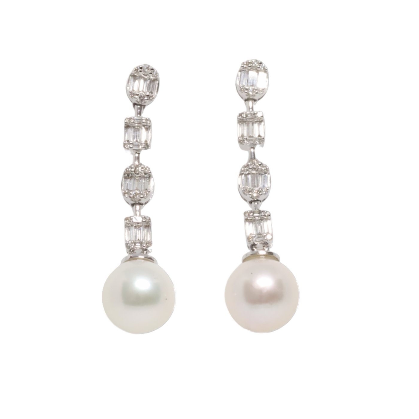 Pearl and diamond earrings