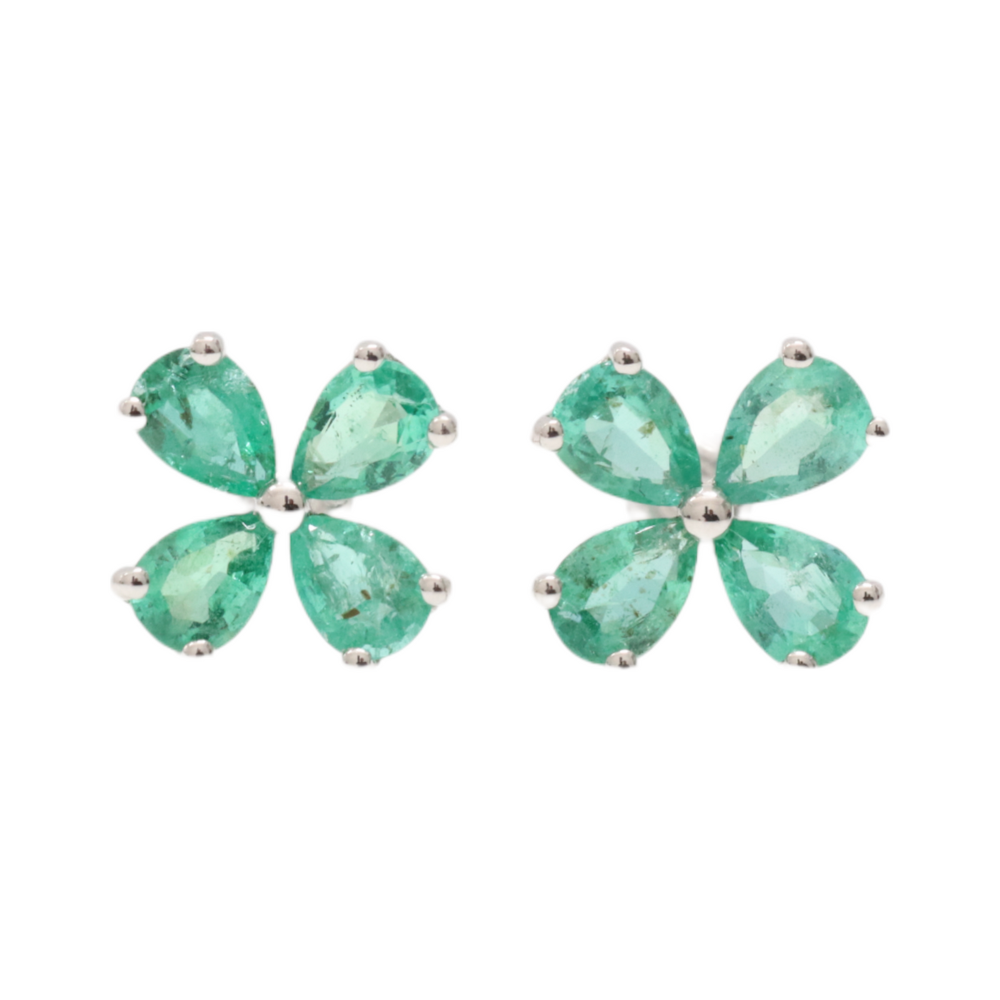 4 Leaf Emerald Stud Earrings