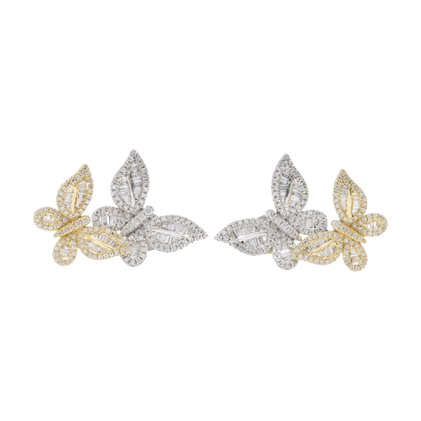 Butterfly Diamond Earrings 2 Tone