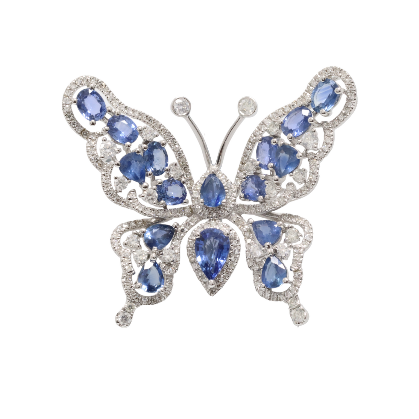 Sapphire and diamond butterfly pendant