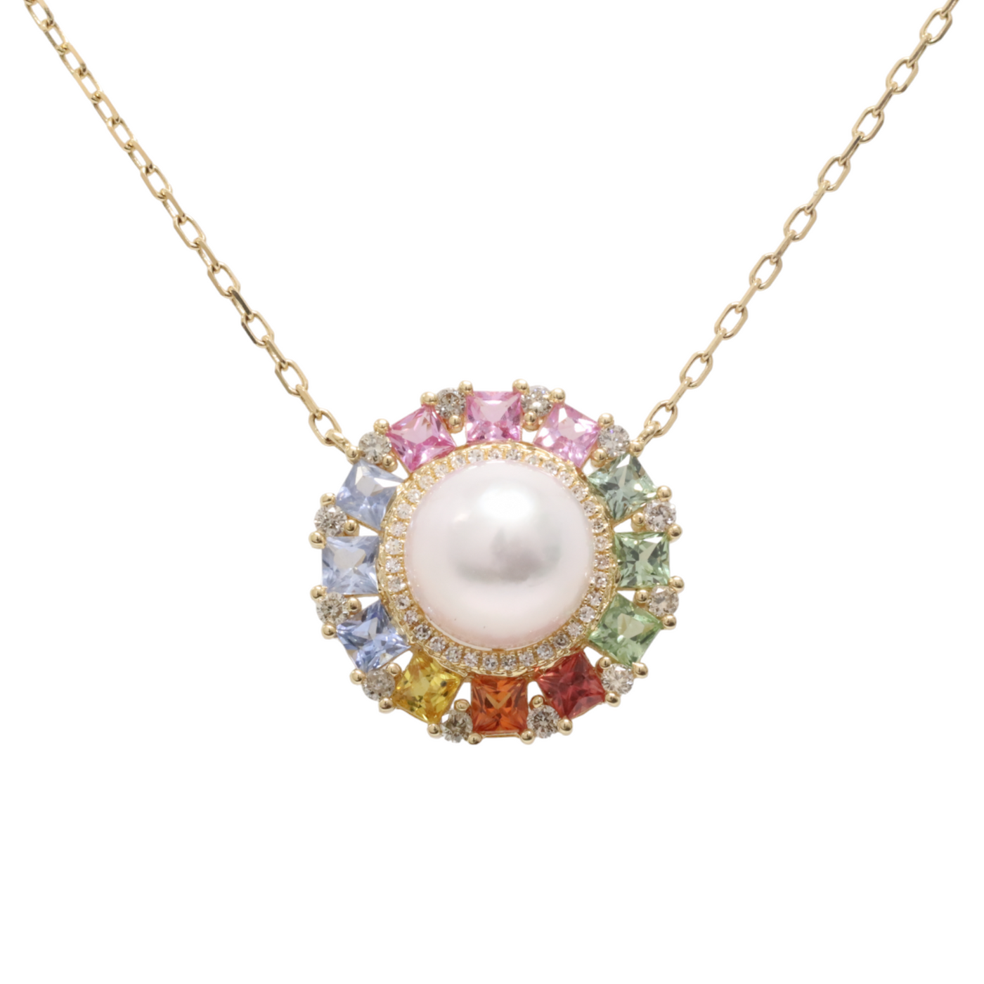 Pearl, Sapphire and Diamond Pendant