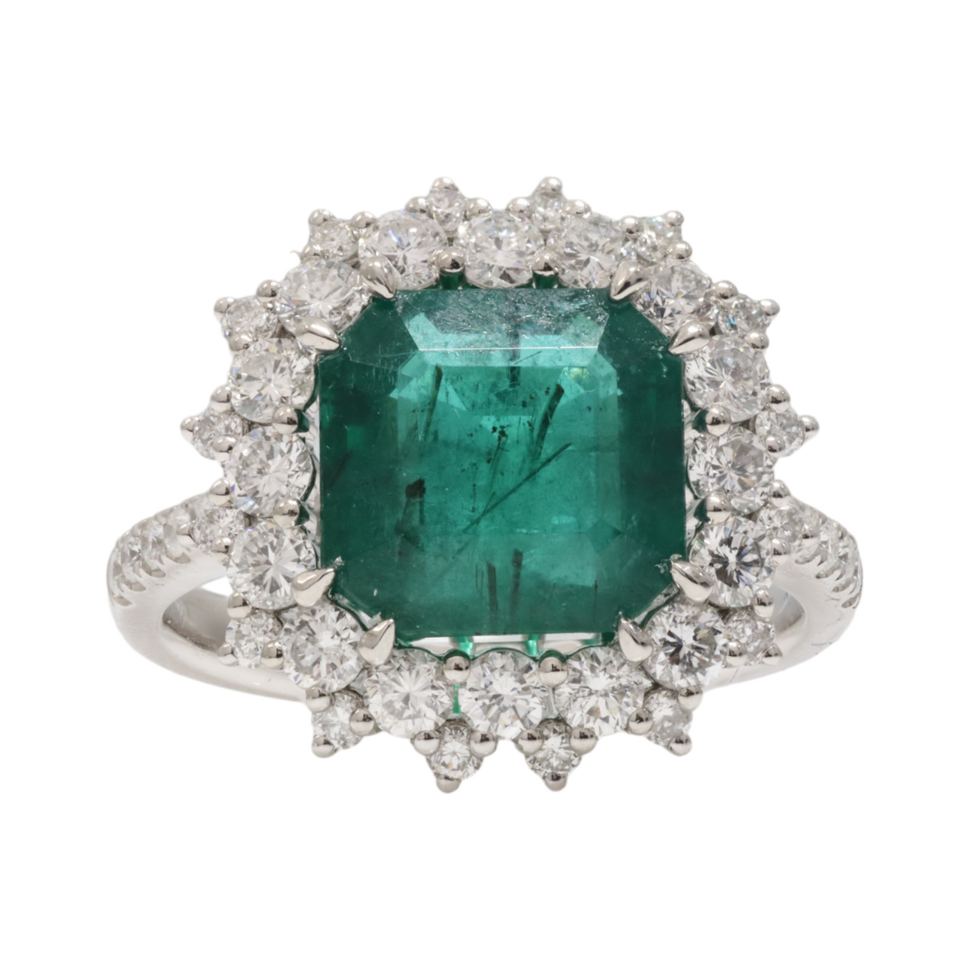 Zambian Emerald and diamond ring