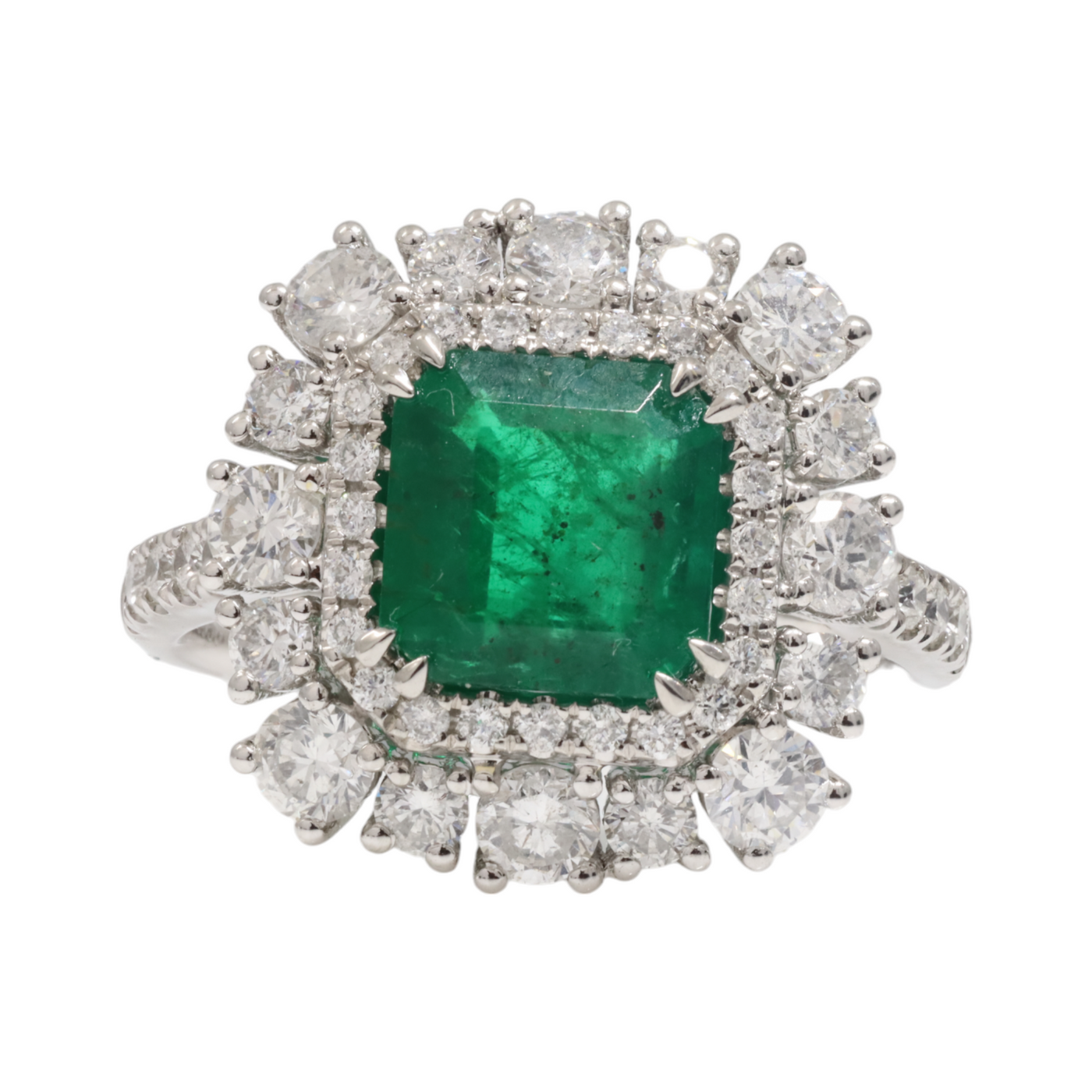 Zambian emerald and diamond ring