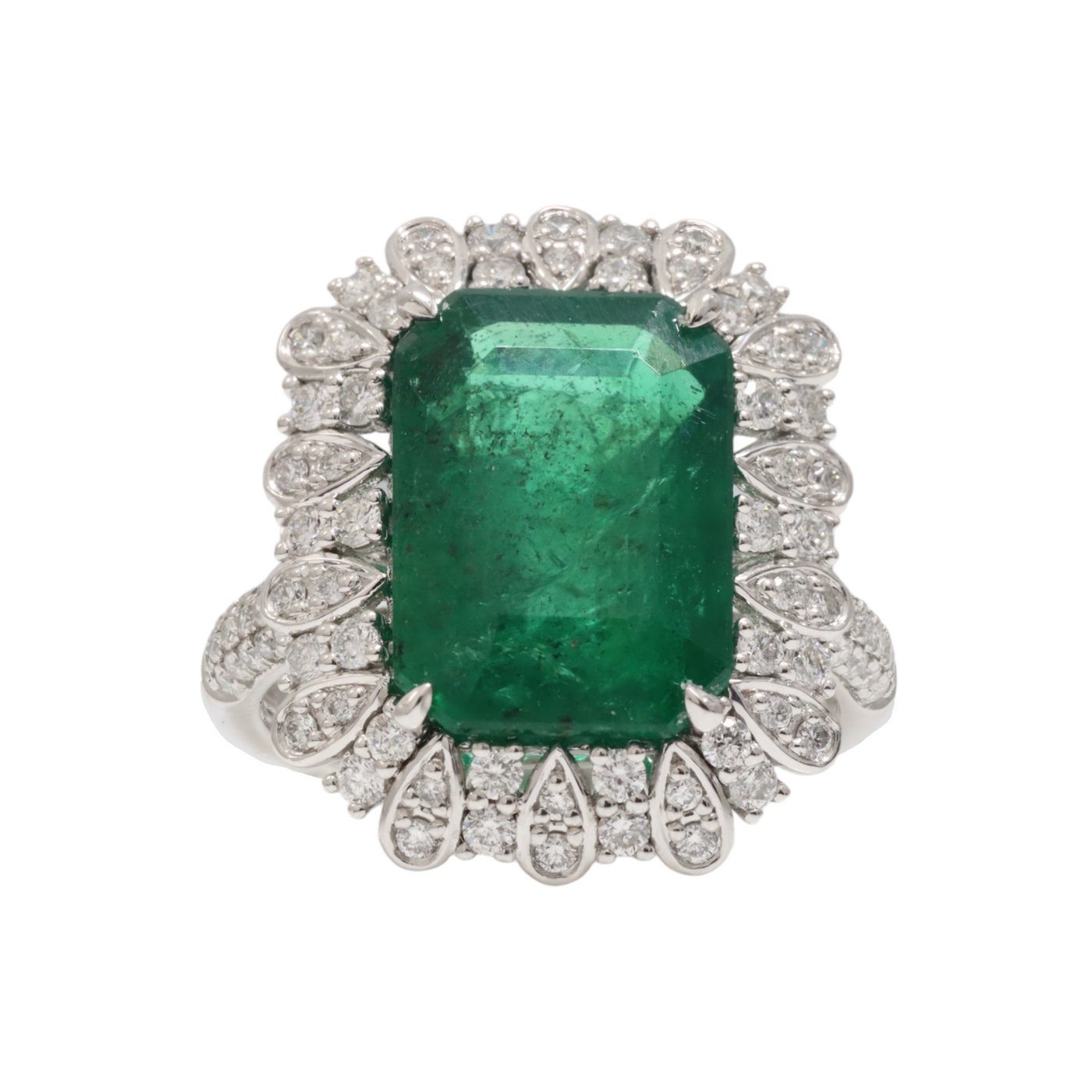 Zambian emerald and diamond ring