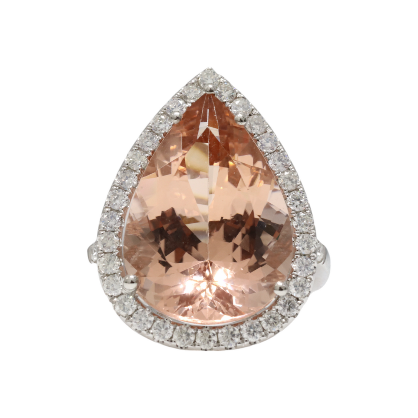 PEAR MORGANITE AND DIAMOND RING