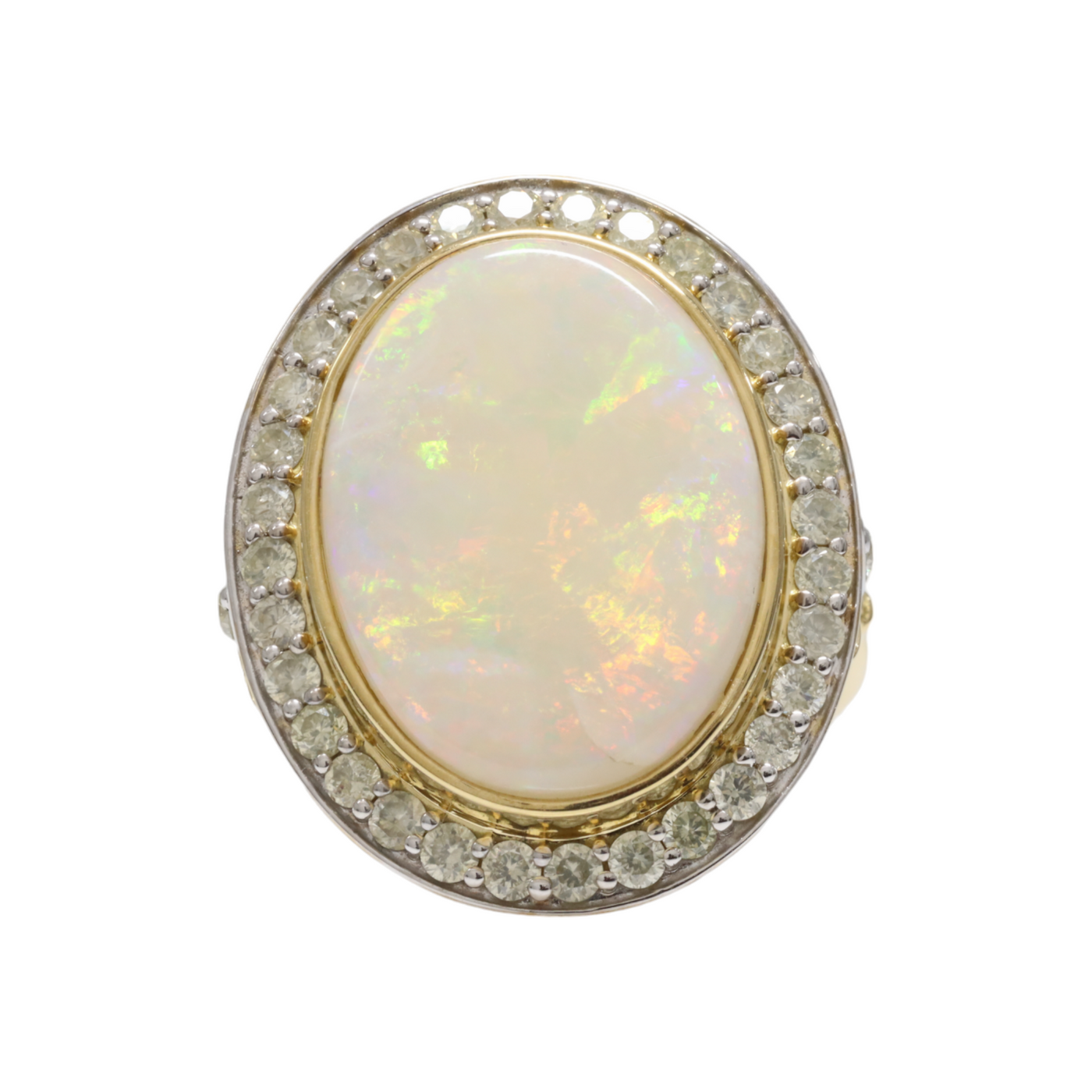 ETHIOPIAN OPAL AND DIAMOND RING