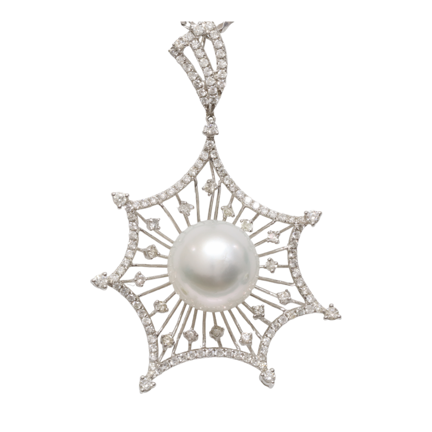 Snow Flake Diamond & Pearl Pendant