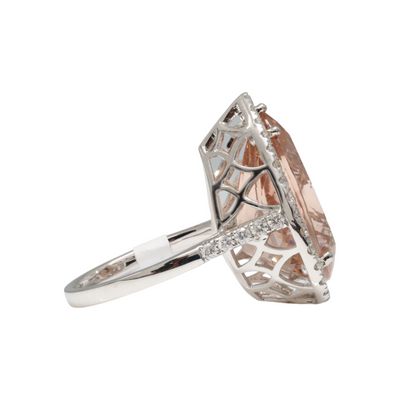 PEAR MORGANITE AND DIAMOND RING