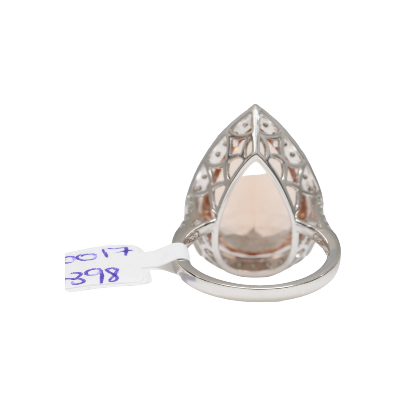 PEAR MORGANITE AND DIAMOND RING