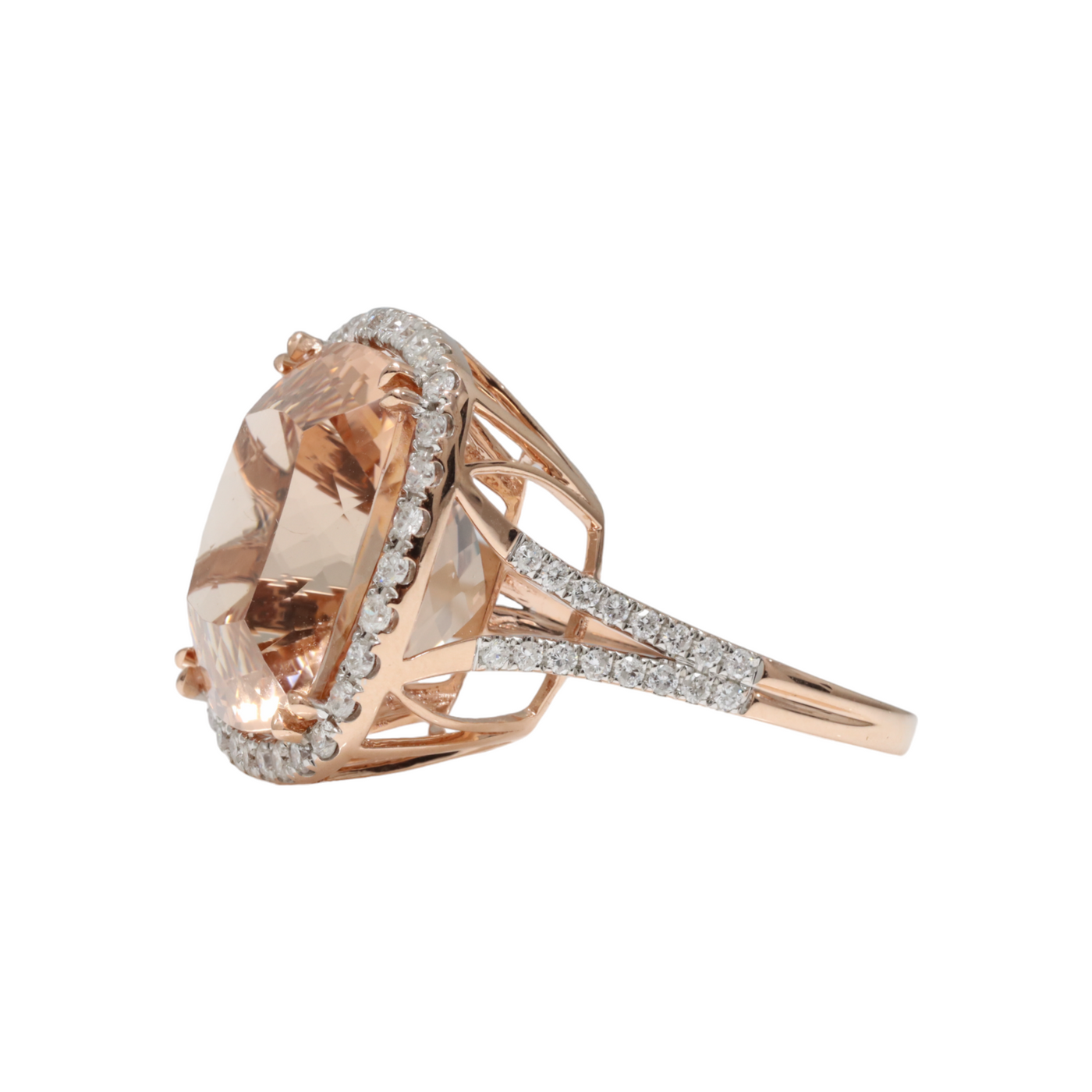 MORGANITE AND DIAMOND RING