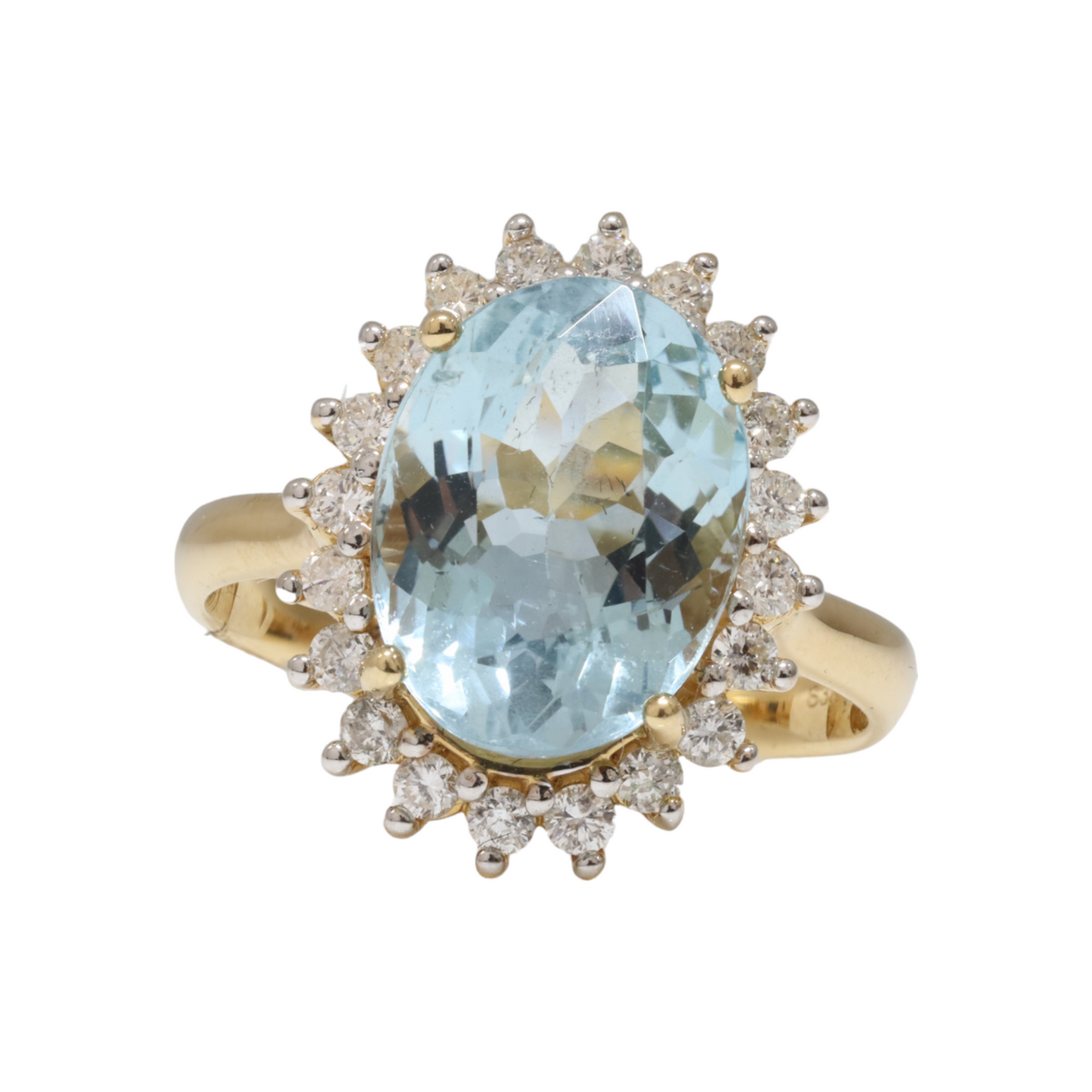 Aquamarine and Diamonds in 14ct Yellow Gold