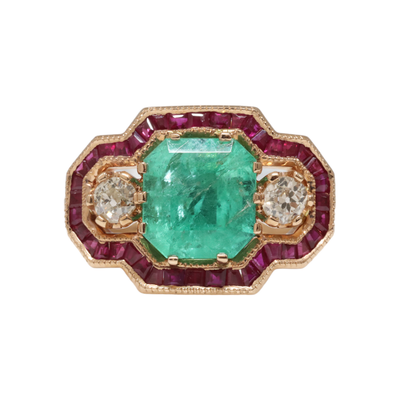 Colombian Emerald , Ruby and Diamond Ring