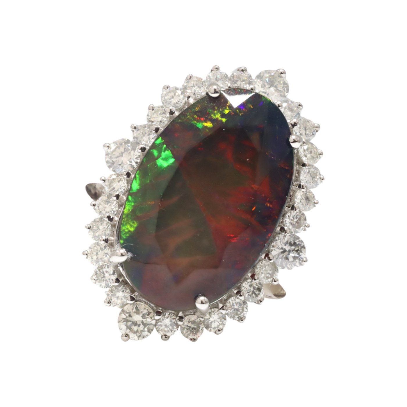 8ct WG Ethiopian Opal and Diamond Ring