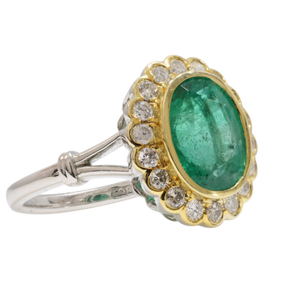 Two Tone Emerald Ring