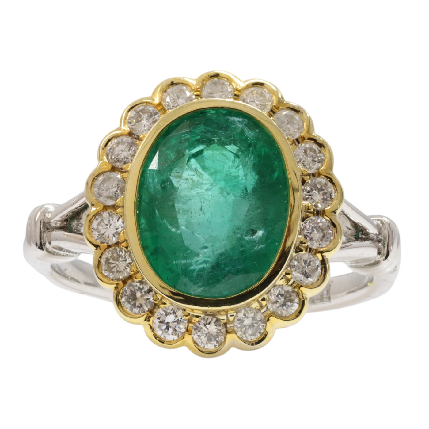 Two Tone Emerald Ring