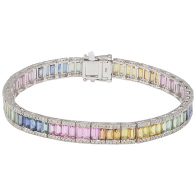 Rainbow Sapphire and Diamond Bracelet