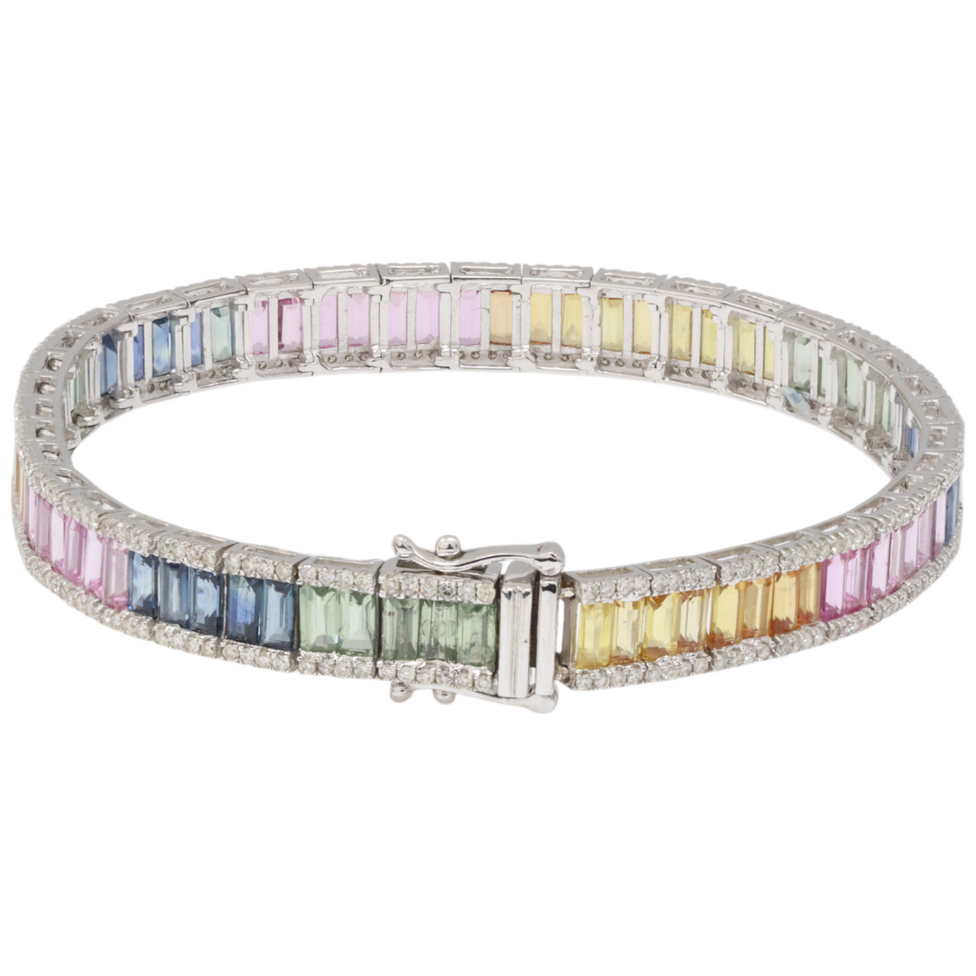 Rainbow Sapphire and Diamond Bracelet