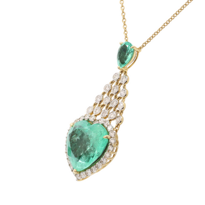 Emerald and diamond pendant and necklace